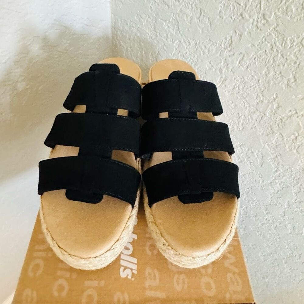 Dr. Scholl's Electric Platform Wedge‎ Sandal, Cushioned, Black/Tan, Size 9, NWT - Picture 12 of 16